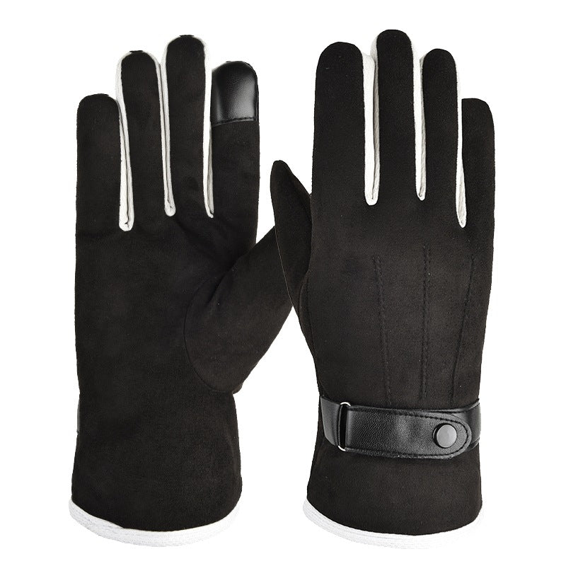 Suede Warm Gloves Plus Velvet Thickening