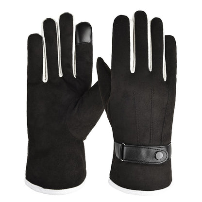 Suede Warm Gloves Plus Velvet Thickening