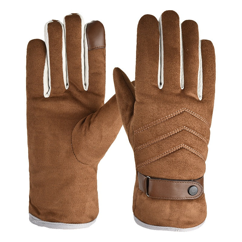 Suede Warm Gloves Plus Velvet Thickening