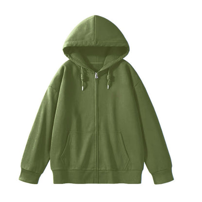 Cotton Long-sleeved Zipper Hoodie Sweatshirt/ Work Clothes