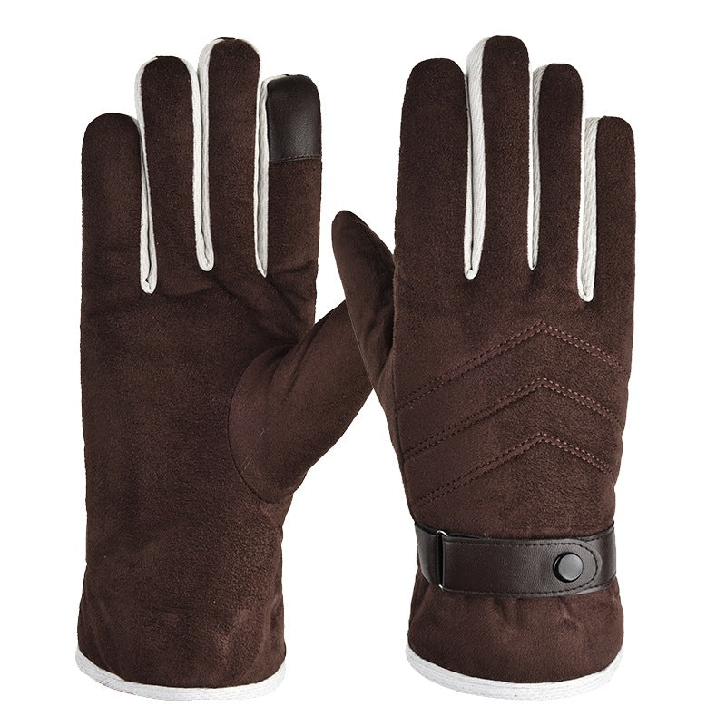 Suede Warm Gloves Plus Velvet Thickening
