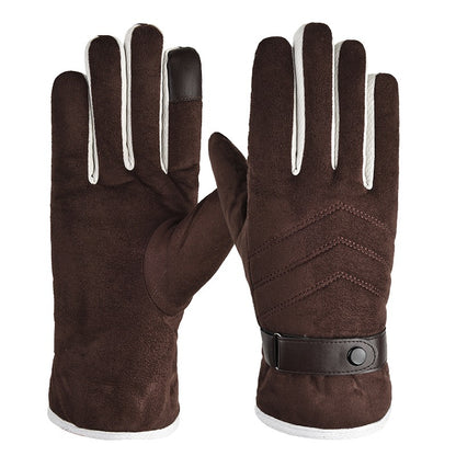 Suede Warm Gloves Plus Velvet Thickening