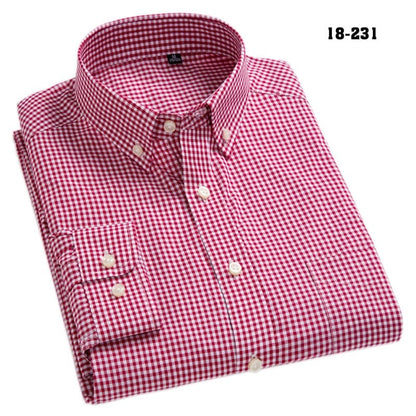 Men Oxford Plaid Casual Long Sleeve Shirt