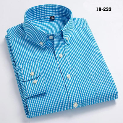 Men Oxford Plaid Casual Long Sleeve Shirt