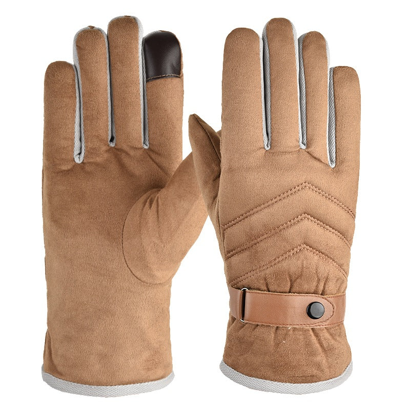 Suede Warm Gloves Plus Velvet Thickening