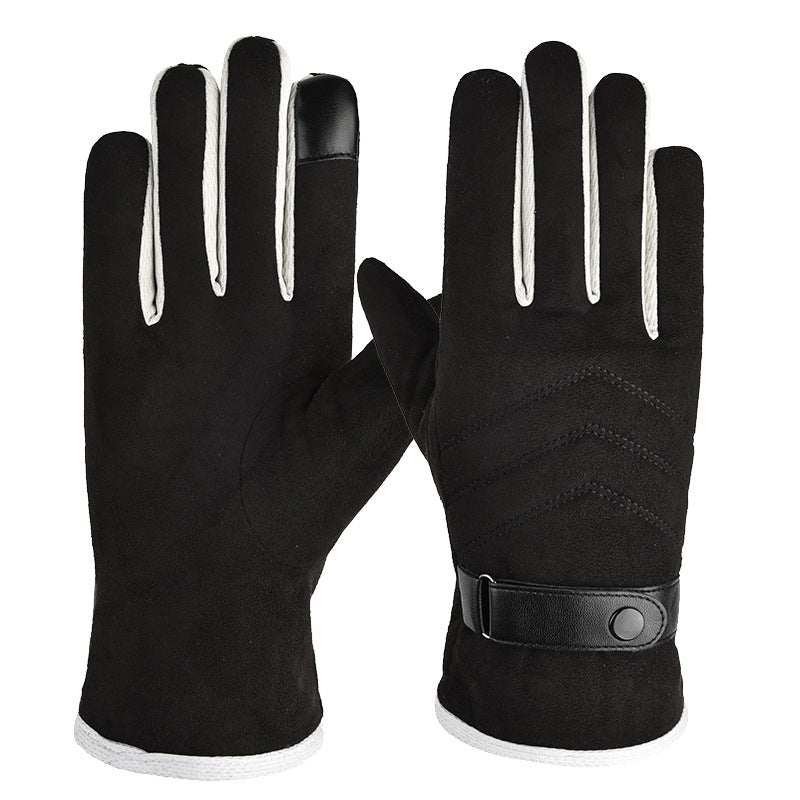 Suede Warm Gloves Plus Velvet Thickening