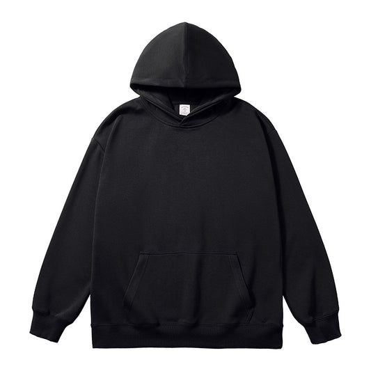 Solid Cotton Fabric Pullover Hooded Sweatshirt