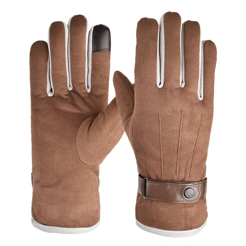 Suede Warm Gloves Plus Velvet Thickening