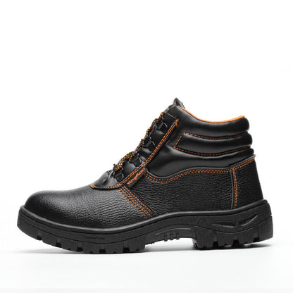 Microfiber leather, rubber sole /  Steel toe high-top work boot